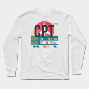 Cape Town (CPT) Airport Code Baggage Tag Long Sleeve T-Shirt